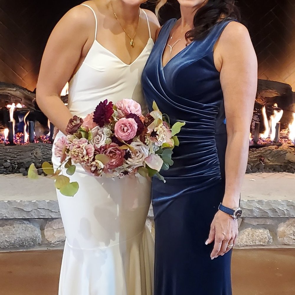 blue velvet formal gown